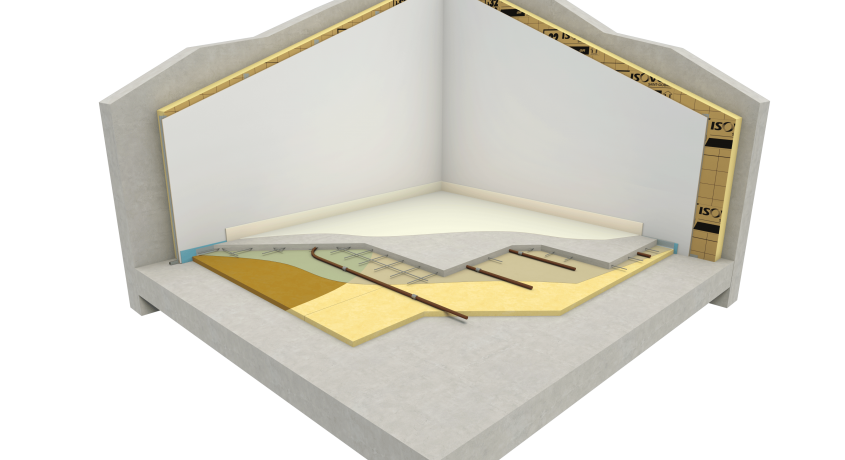 Isolation acoustique d’un plafond par le dessus avec un plancher en béton